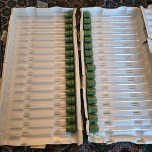 Qty 32 Vacutainer Glass Vials/Test Tubes with Green Rubber Stoppers